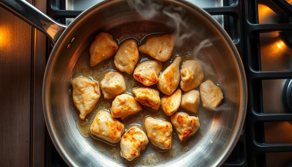 Cuisson des aiguillettes de poulet à la poêle Cuisson des aiguillettes de poulet à la poêle