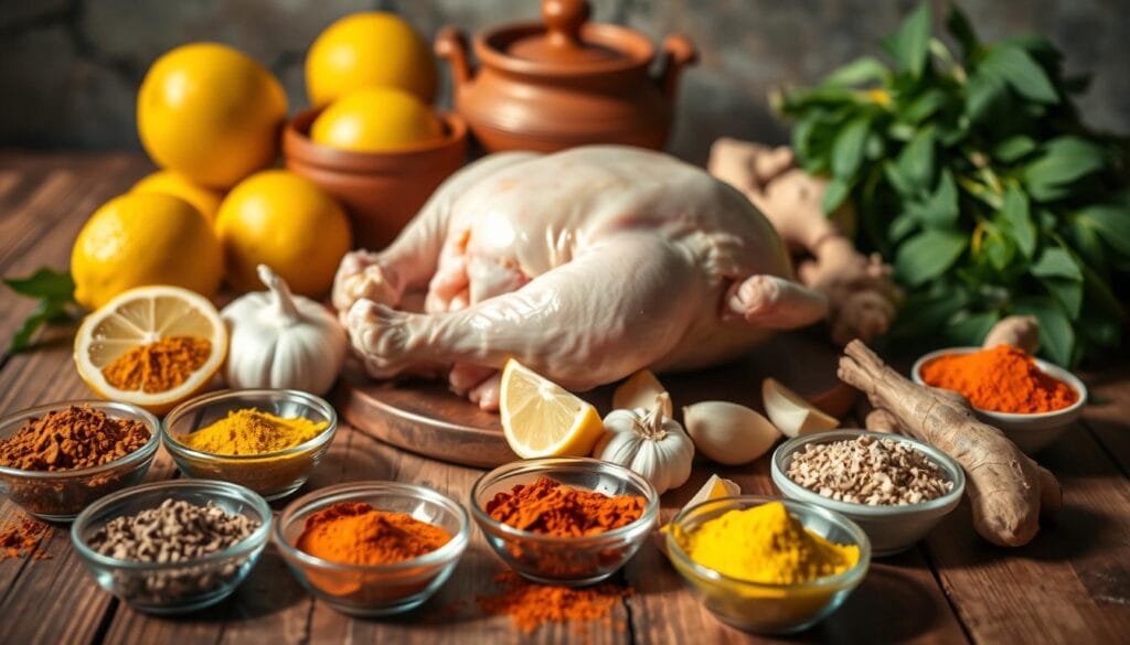 Ingrédients pour recette indienne poulet au curry