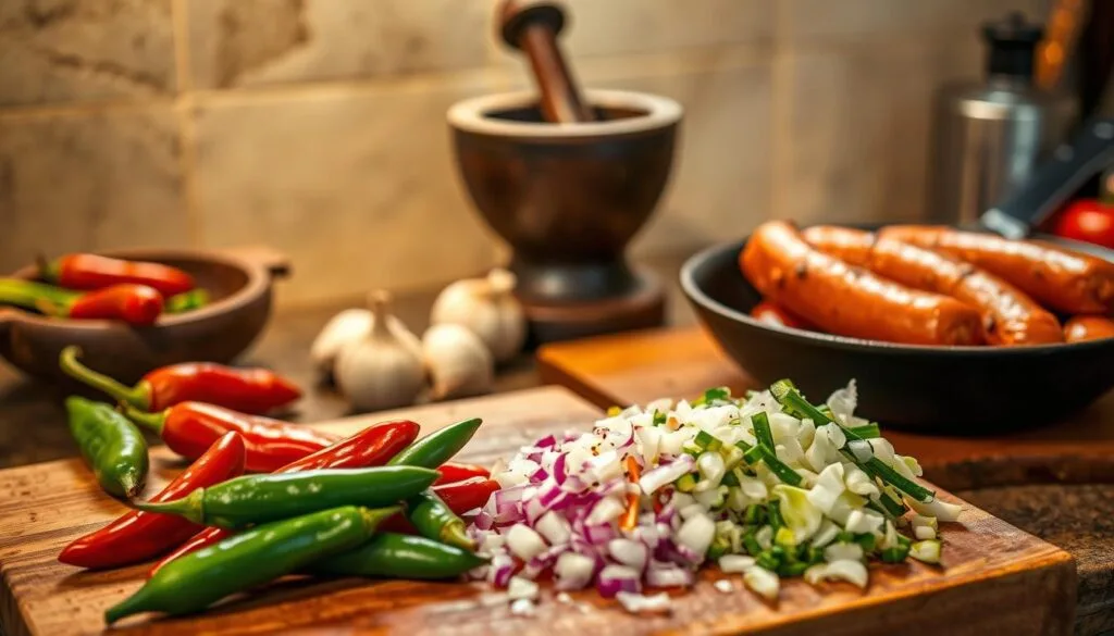 Préparation du rougail saucisse réunionnais Recette rougail saucisse