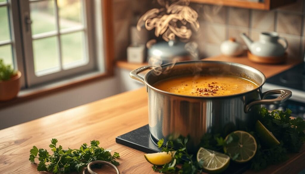 Préparation sauce curry au lait de coco