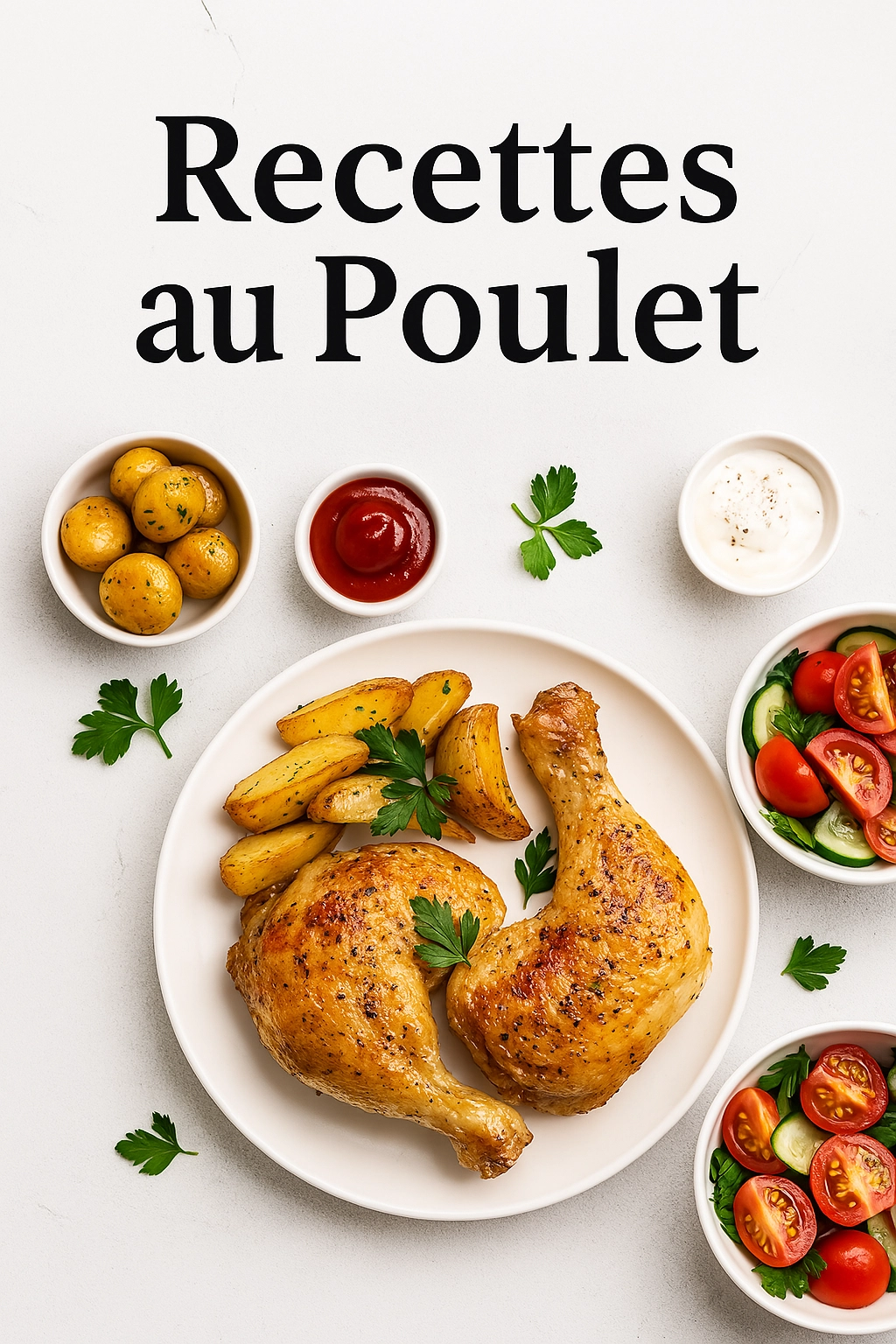 Assiette de poulet rôti avec accompagnements, visuel de la catégorie Recettes au Poulet – Bienêtre Simply
