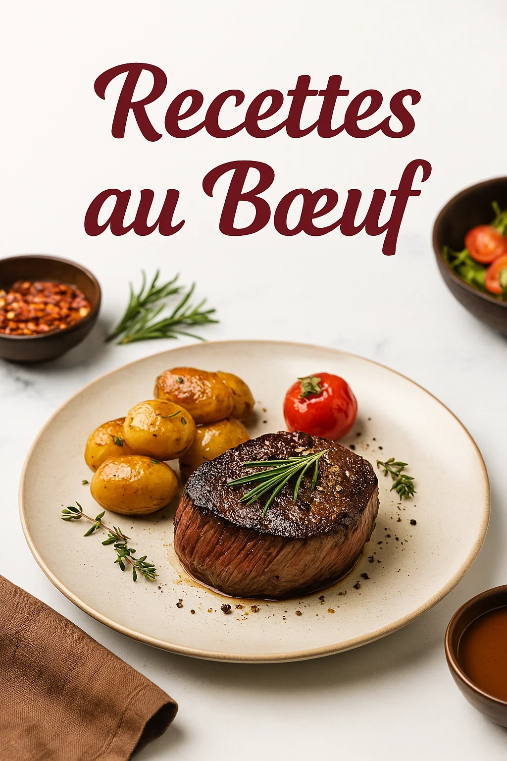 Steak de bœuf et accompagnements rustiques – visuel de la catégorie Recettes au Bœuf – Bienêtre Simply